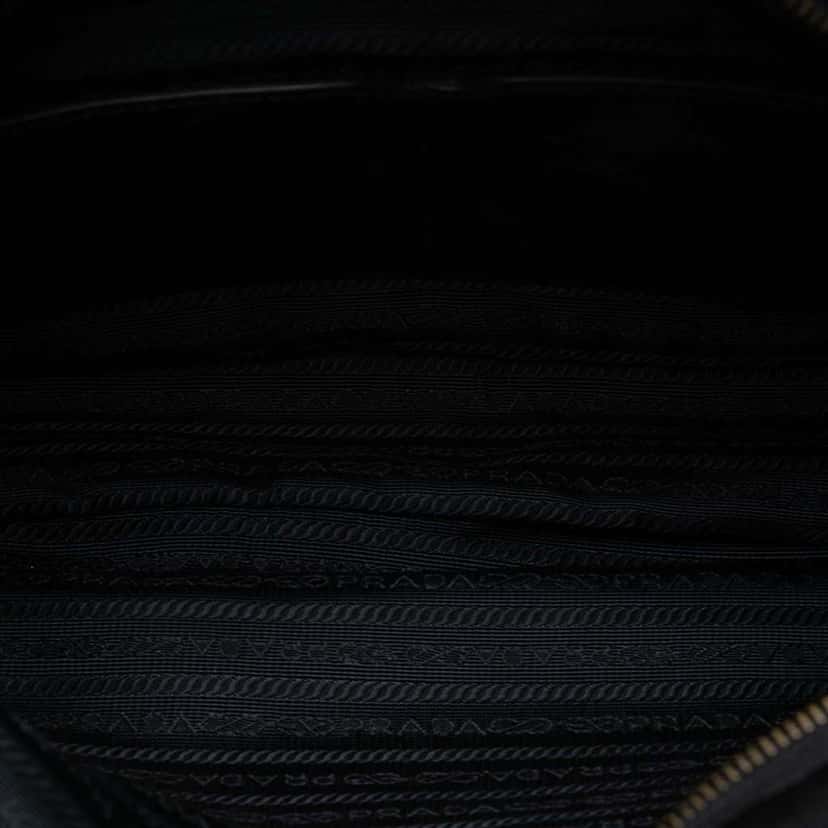 Prada Saffiano Trimmed Tessuto Zip Top Crossbody Black Fair condition - Model View