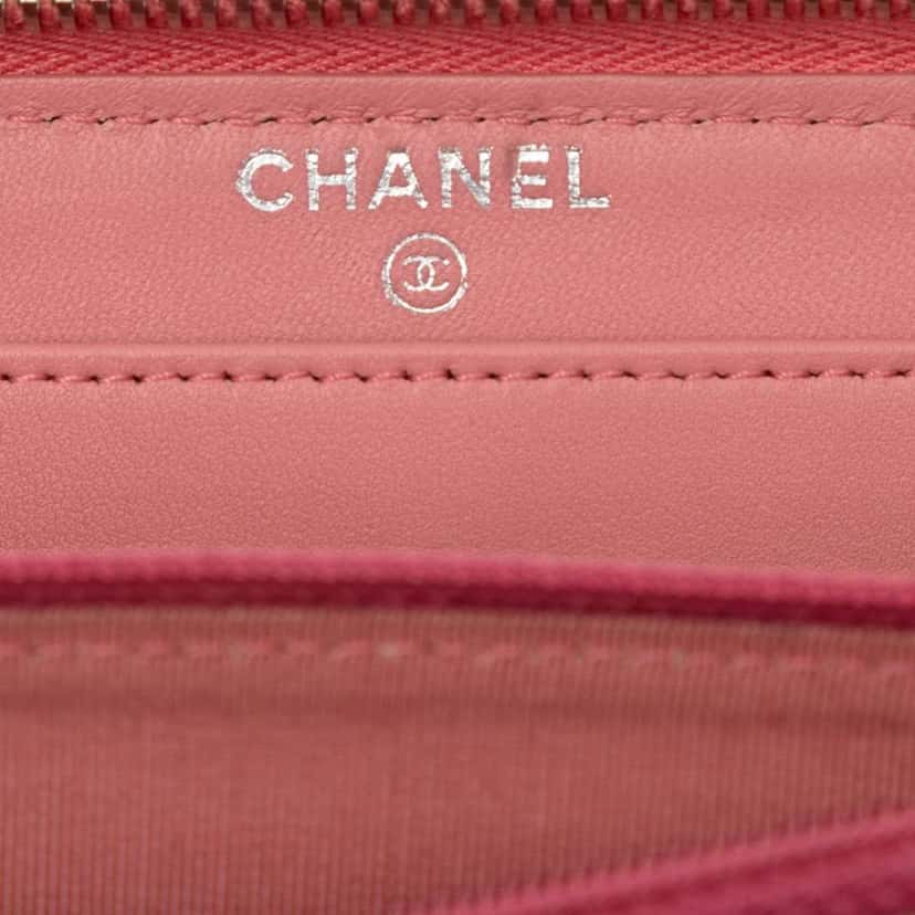 Chanel Quilted Lambskin Zip Around Long Wallet Pink Leather Very good condition - Box View