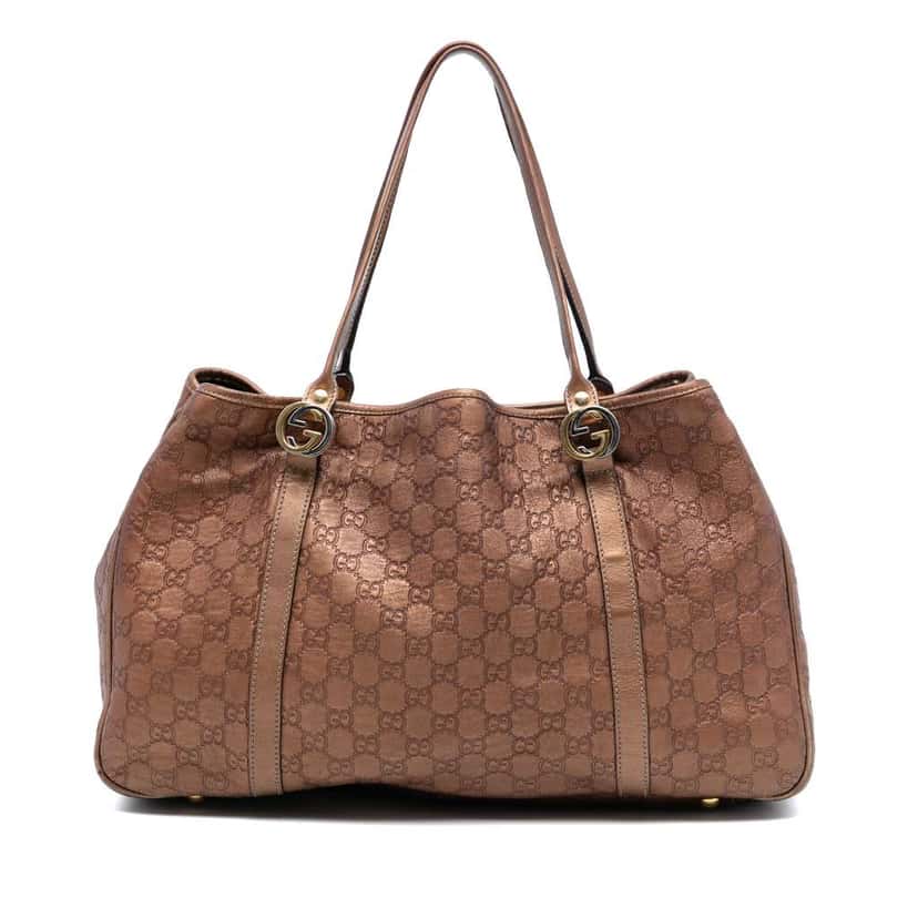 Gucci Large Guccissima Twins Tote Brown Leather Very good condition - Front View