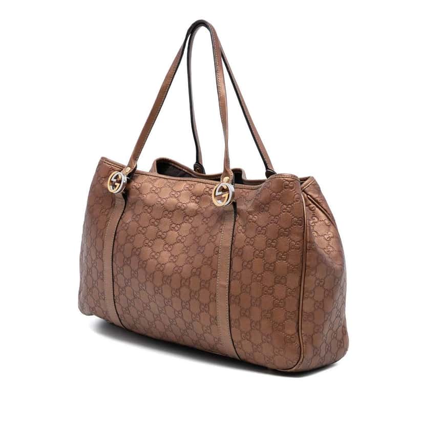 Gucci Large Guccissima Twins Tote Brown Leather Very good condition - Back View