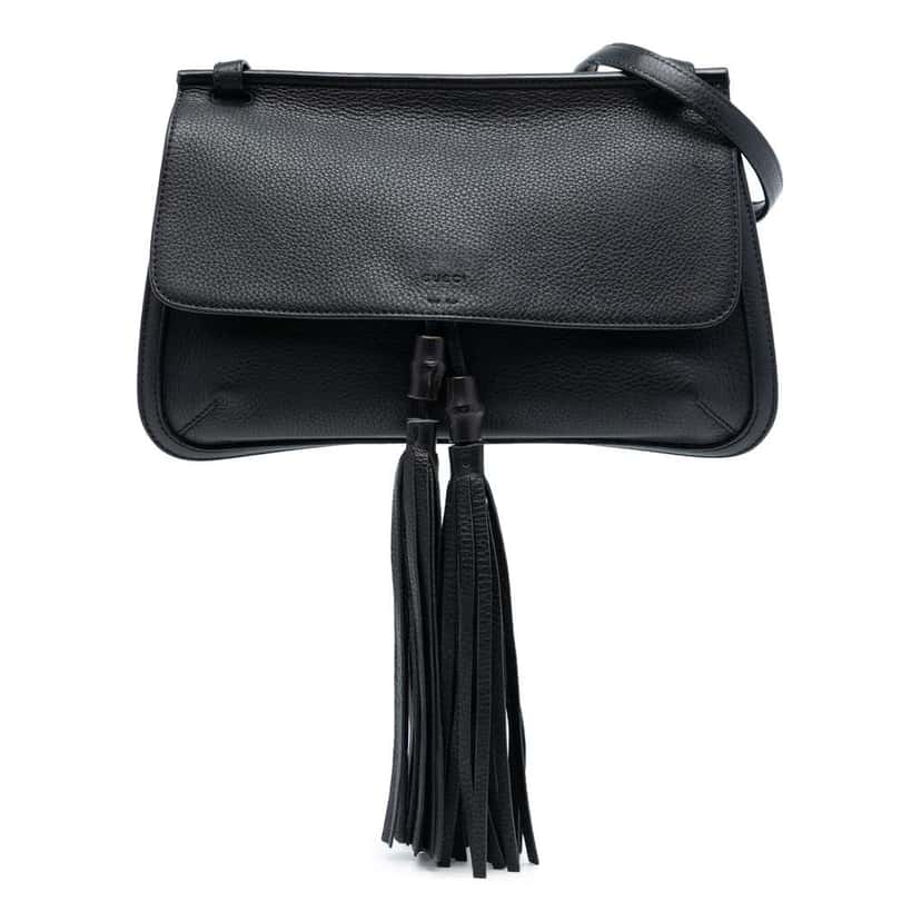 Gucci Medium Leather Bamboo Daily Crossbody Black Leather Very good condition - Front View