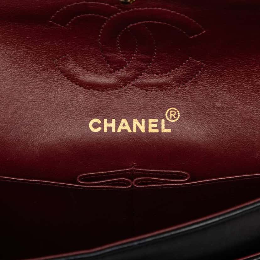 Chanel Small Classic Lambskin Double Flap Black Leather Good condition - Box View