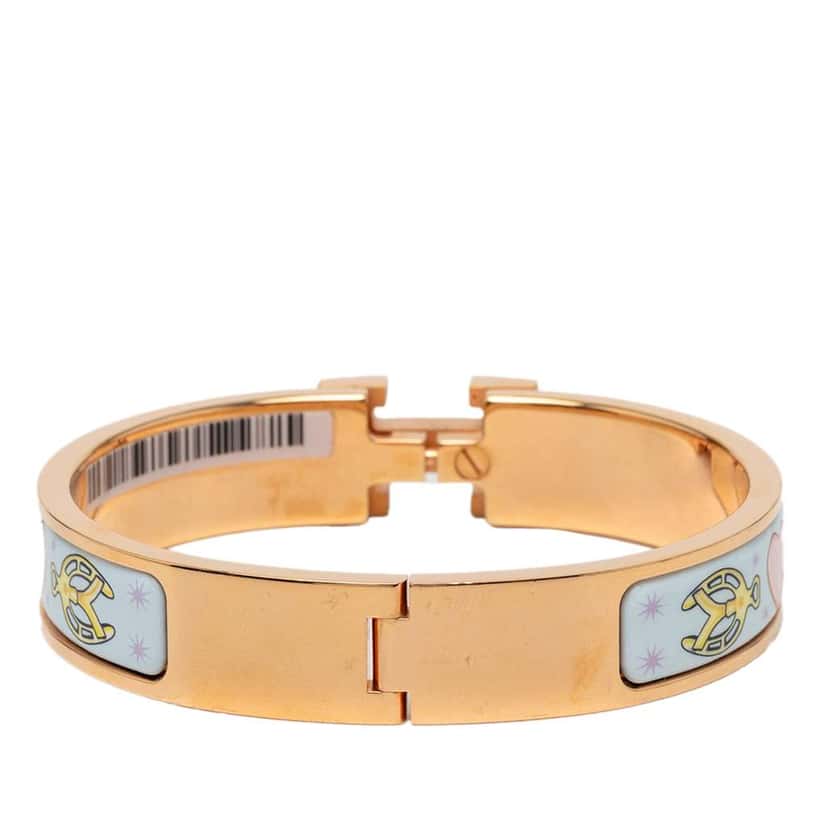 Hermès Narrow Enamel Chorus Stellarum Clic H Bracelet PM Blue Good condition - Inside View