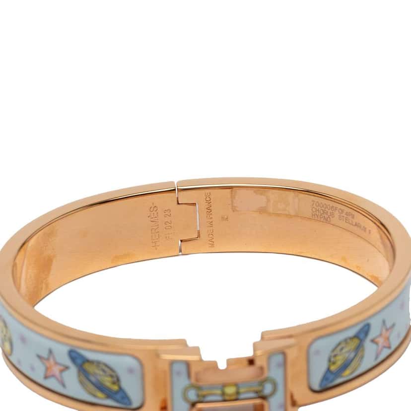 Hermès Narrow Enamel Chorus Stellarum Clic H Bracelet PM Blue Good condition - Model View