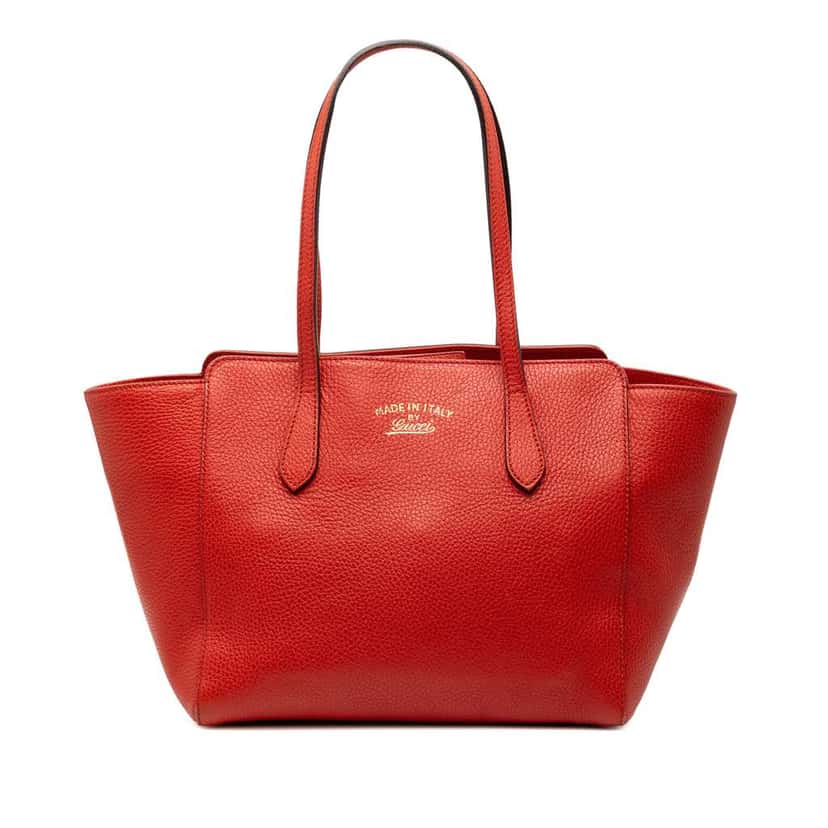Gucci Medium Dollar Calfskin Swing Tote Red Leather Very good condition - Front View
