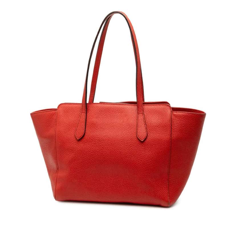 Gucci Medium Dollar Calfskin Swing Tote Red Leather Very good condition - Back View