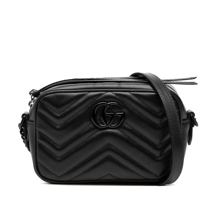 Gucci Mini GG Marmont Matelasse Leather Monochrome Crossbody Black Leather Very good condition - Front View