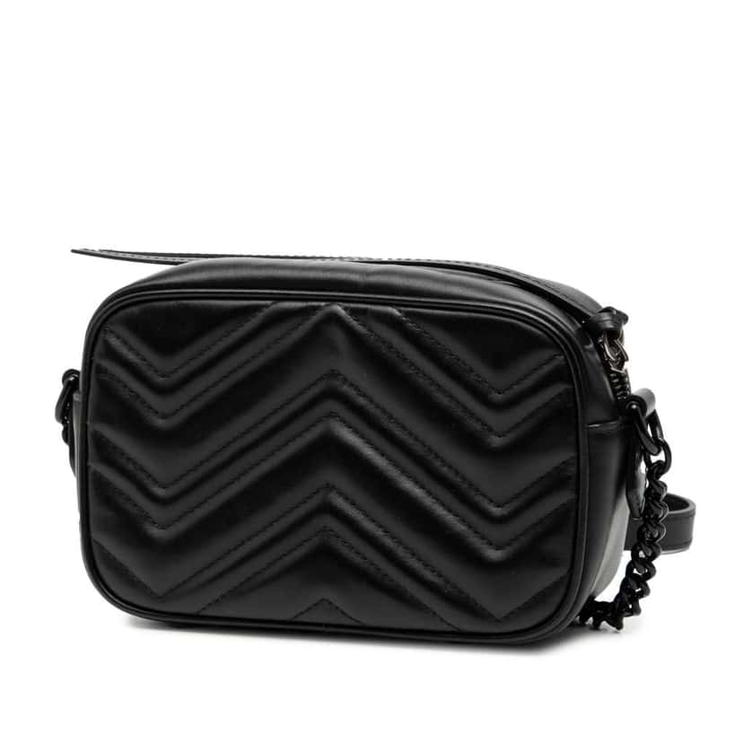 Gucci Mini GG Marmont Matelasse Leather Monochrome Crossbody Black Leather Very good condition - Back View