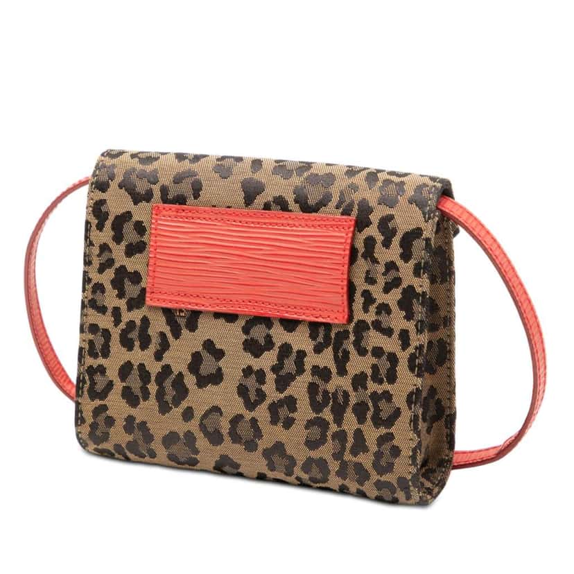 Fendi Mini Leopard Print Canvas Flap Crossbody Brown Canvas Very good condition - Back View