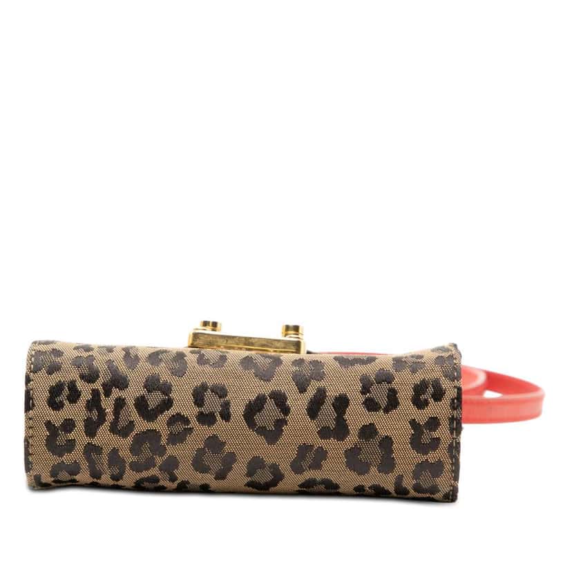Fendi Mini Leopard Print Canvas Flap Crossbody Brown Canvas Very good condition - Inside View