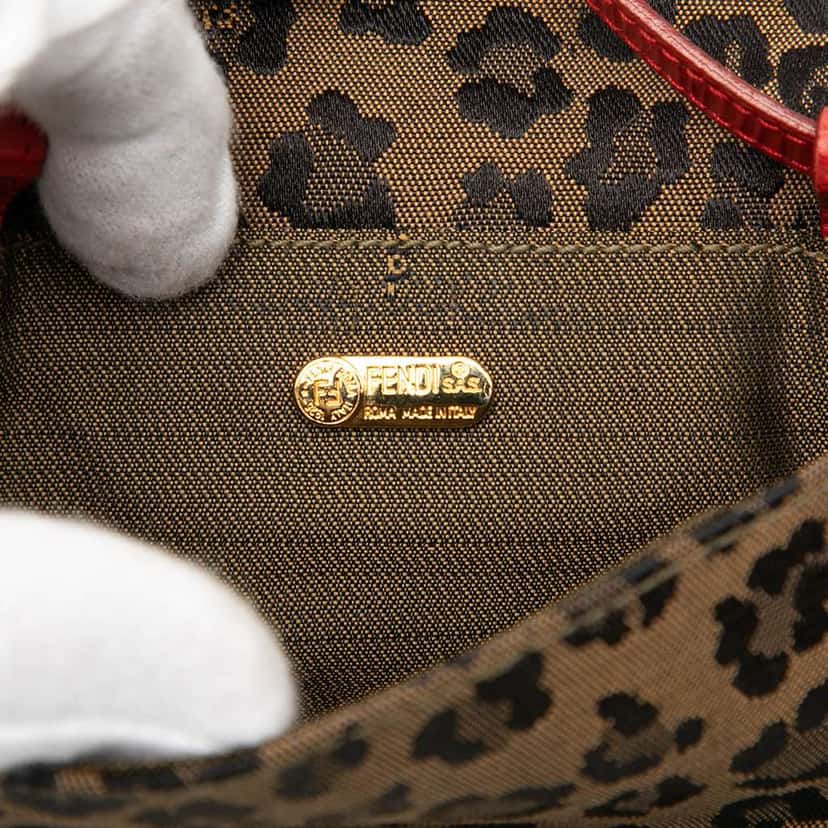 Fendi Mini Leopard Print Canvas Flap Crossbody Brown Canvas Very good condition - Box View