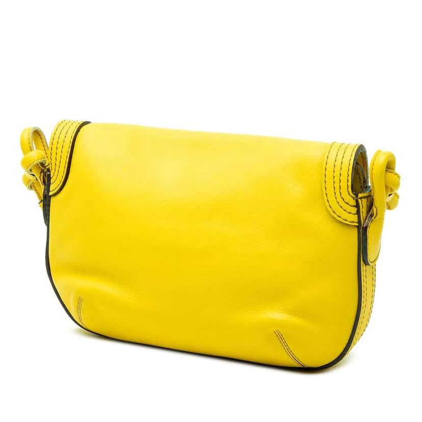 Loewe Leather Logo Shoulder Bag Yellow Leather Very good condition - Back View