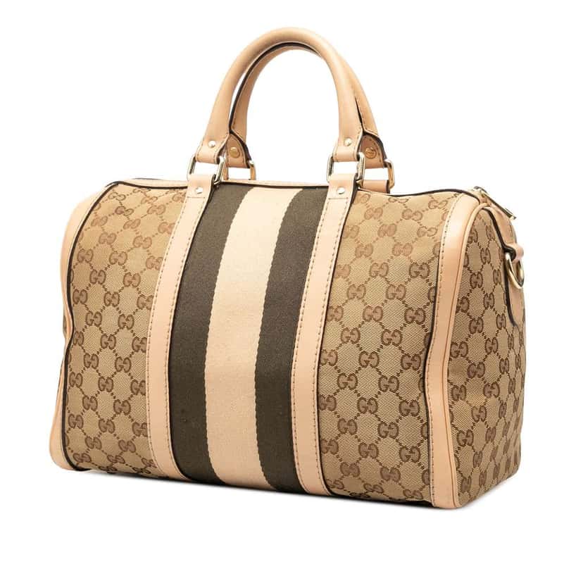 Gucci Medium GG Canvas Web Joy Boston Bag Brown Canvas Good condition - Back View