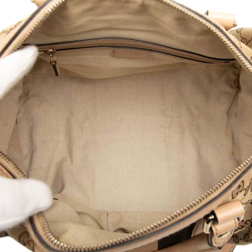 Gucci Medium GG Canvas Web Joy Boston Bag Brown Canvas Good condition - Model View