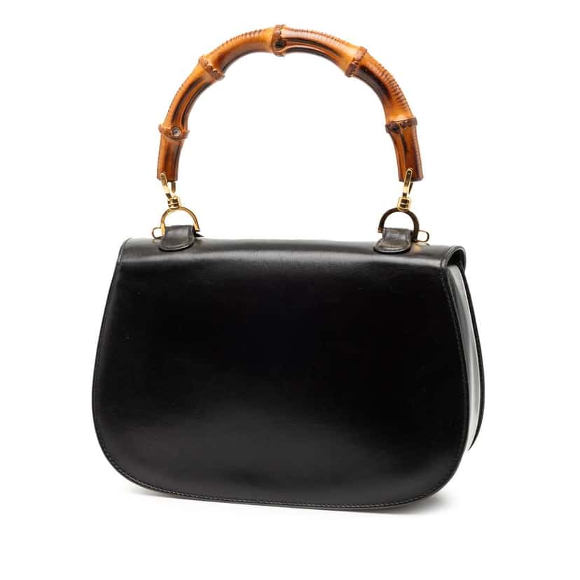 Gucci Calfskin Bamboo Night Black Leather Very good condition - Back View