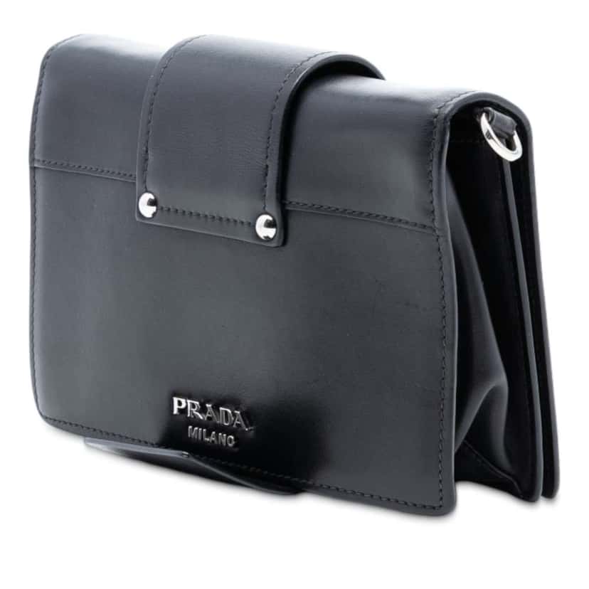 Prada City Calf Plex Ribbon Crossbody Black Leather Good condition - Back View