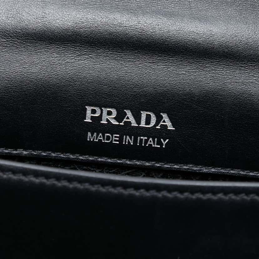 Prada City Calf Plex Ribbon Crossbody Black Leather Good condition - Box View