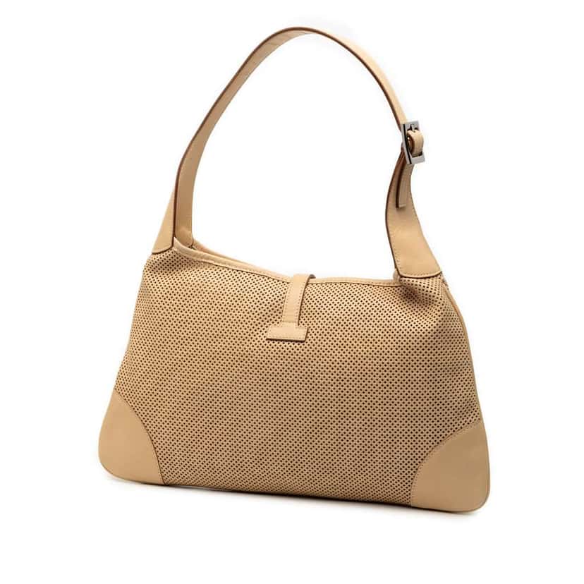 Gucci Perforated Calfskin Jackie Hobo Brown Leather Very good condition - Back View