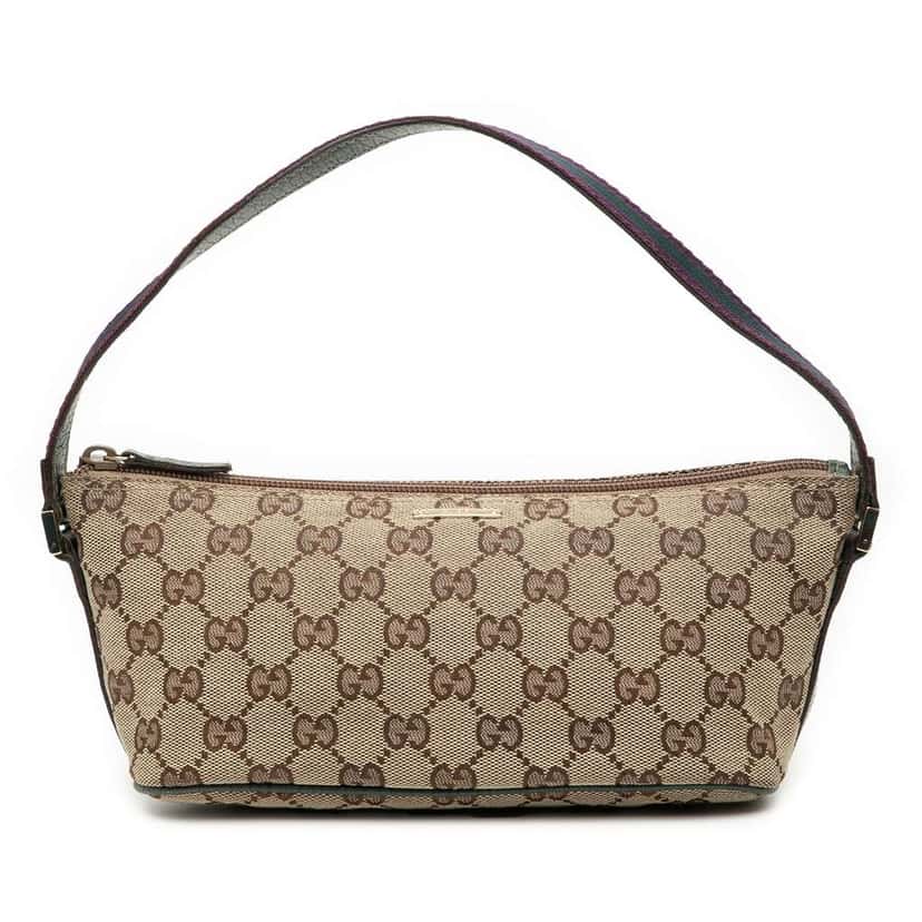 Gucci GG Canvas Web Boat Brown Canvas Good condition - Front View