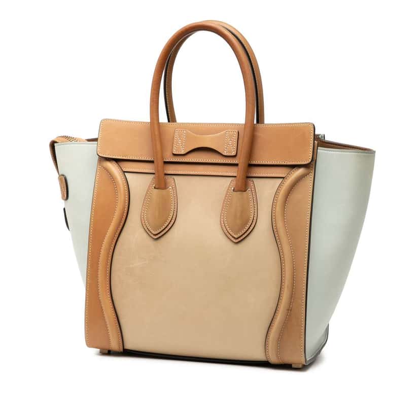 Celine Micro Tricolor Calfskin Luggage Tote Brown Leather Good condition - Back View