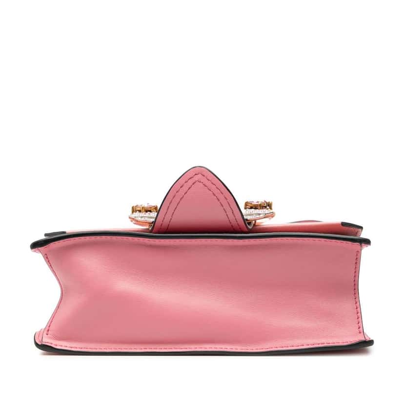 Miu Miu Goatskin Madras Soft Calf Crystal Embellished Crossbody Pink Leather Good condition - Inside View