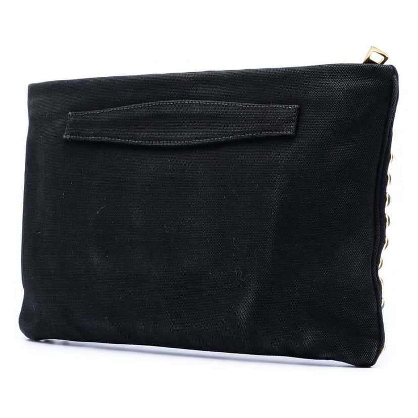 Prada Canvas Canapa Studded Vernice Clutch Black Canvas Very good condition - Back View
