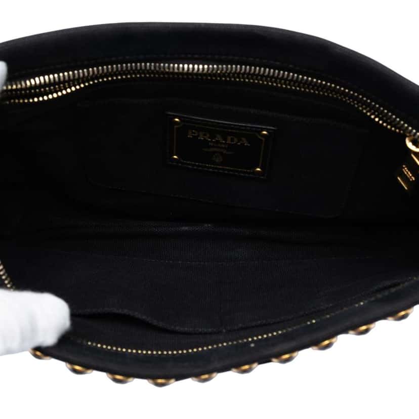 Prada Canvas Canapa Studded Vernice Clutch Black Canvas Very good condition - Model View