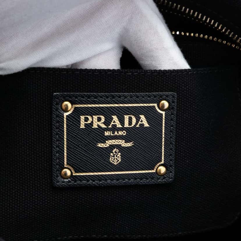 Prada Canvas Canapa Studded Vernice Clutch Black Canvas Very good condition - Box View