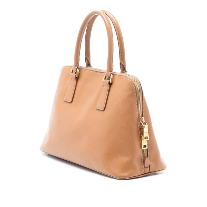 Prada Medium Saffiano Lux Promenade Satchel Brown Leather Very good condition - Back View