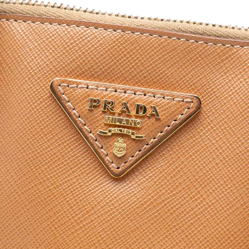 Prada Medium Saffiano Lux Promenade Satchel Brown Leather Very good condition - Box View