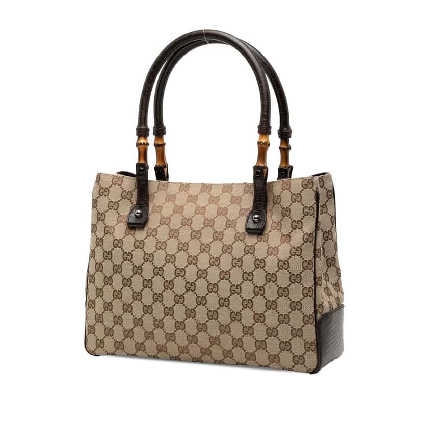 Gucci GG Canvas Bamboo Tote Brown Canvas Good condition - Back View