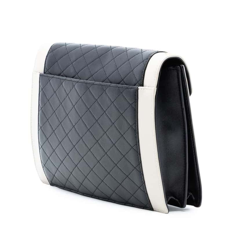 Saint Laurent Bicolor Quilted Lambskin Gaby Crossbody Black Leather Very good condition - Back View
