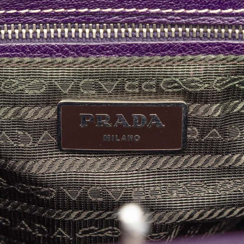 Prada Goatskin Madras Cerniera Frame Doctor Bag Purple Leather Good condition - Box View