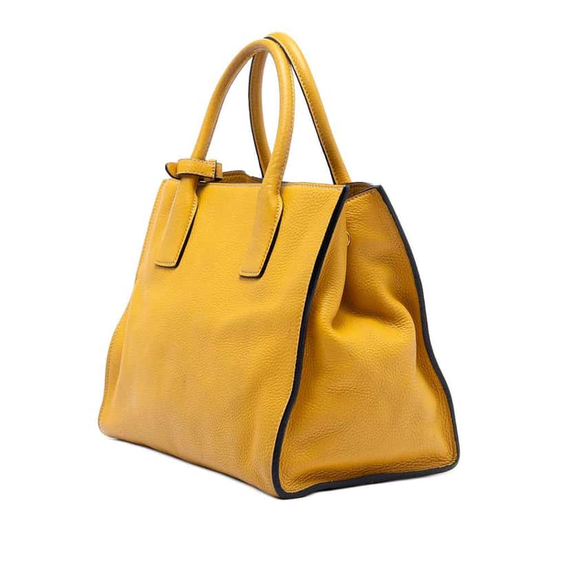 Prada Vitello Daino Open Convertible Tote Yellow Leather Very good condition - Back View