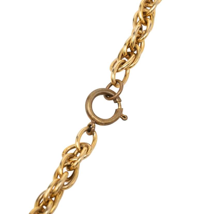 Chanel Gold Plated CC Logo Charm Station Necklace Gold Metal Good condition - Box View