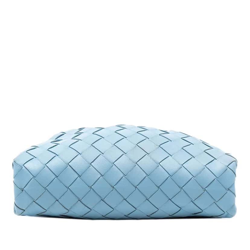 Bottega Veneta Nappa Intrecciato The Mini Pouch Crossbody Blue Leather Good condition - Inside View
