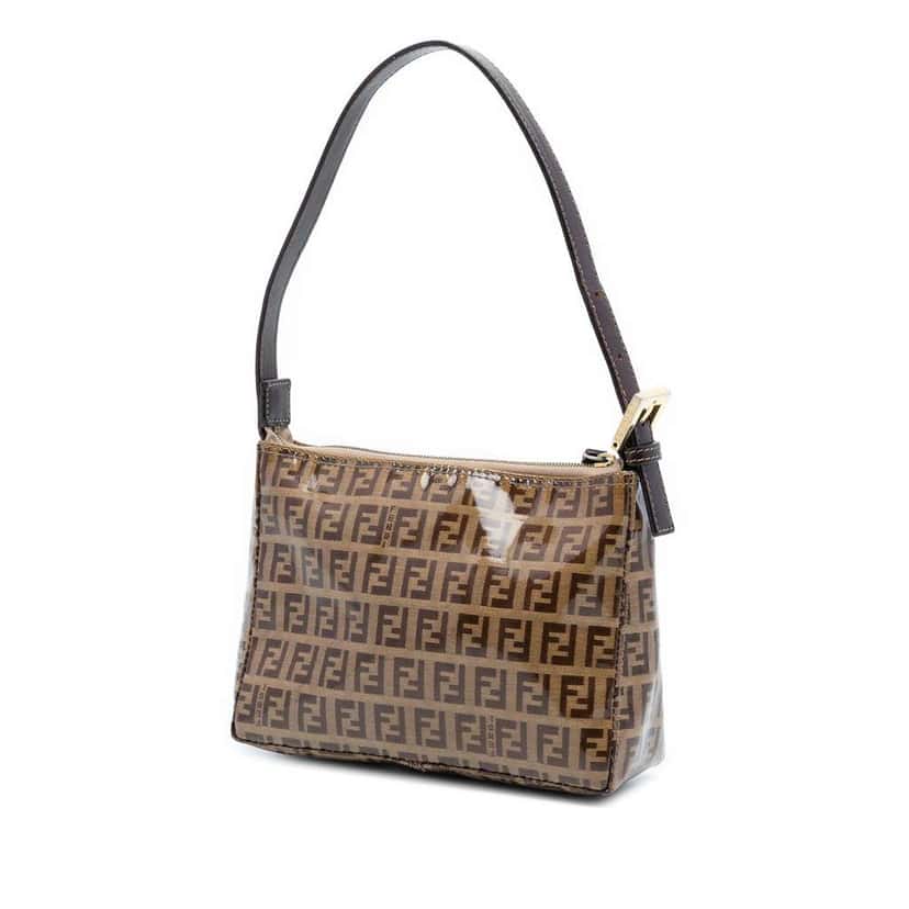Fendi Zucchino Crystal Handbag Brown Canvas Very good condition - Back View