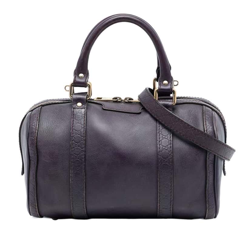Gucci Small Guccissima Trimmed Leather Joy Boston Bag Purple Leather Very good condition - Front View