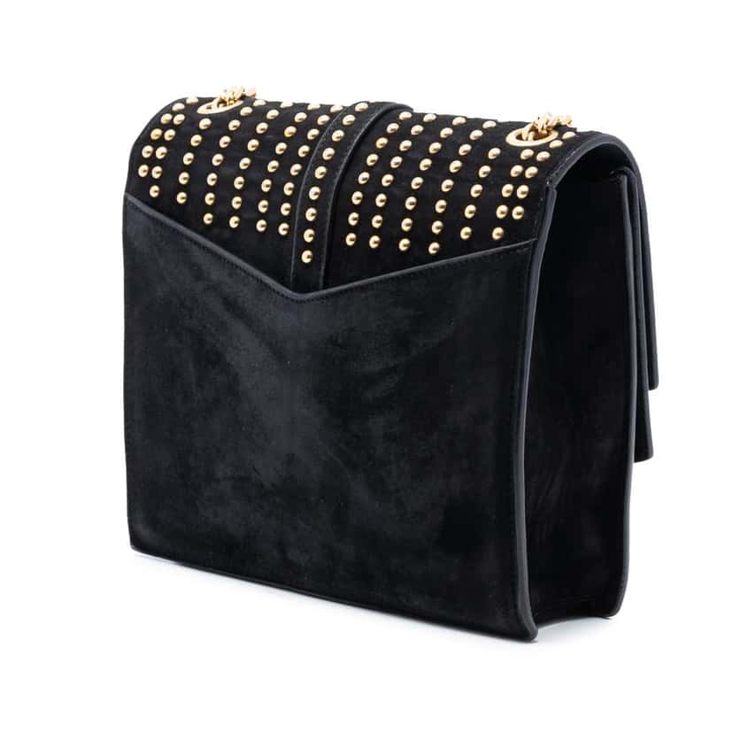 Saint Laurent Medium Studded Suede Monogram Sulpice Crossbody Black Leather Very good condition - Back View