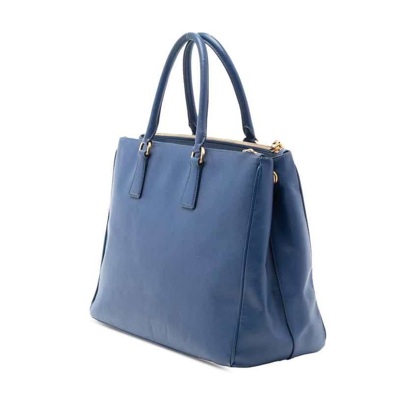 Prada Large Saffiano Lux Galleria Double Zip Tote Blue Leather Very good condition - Back View
