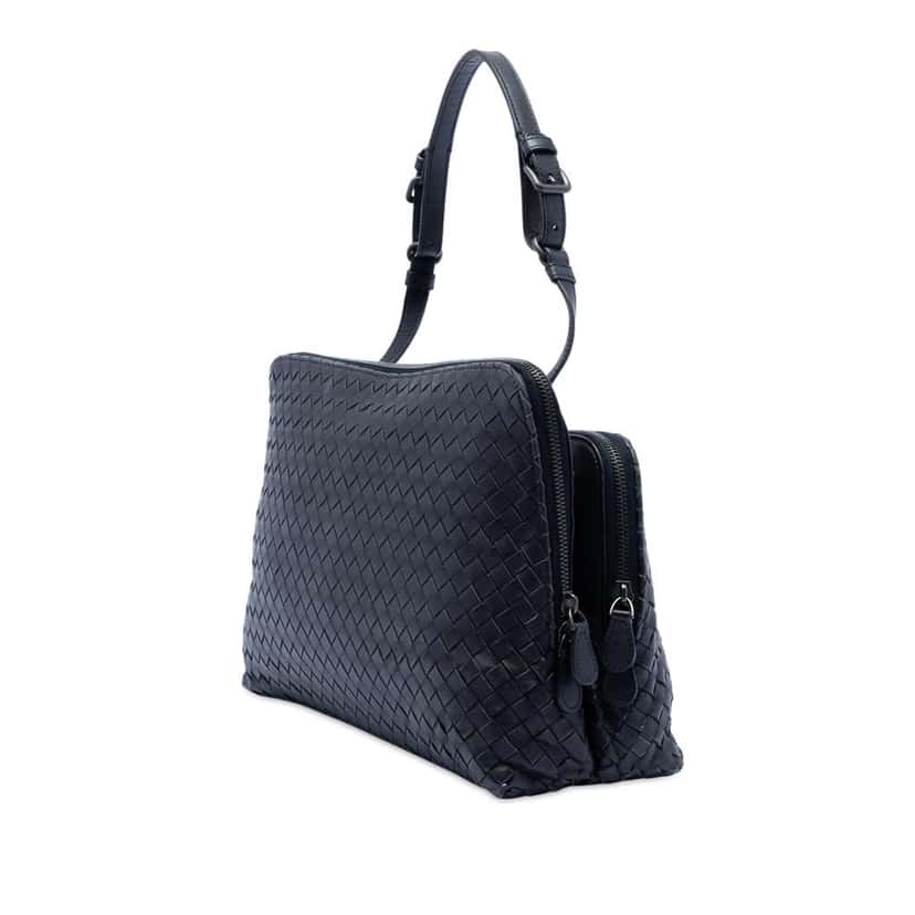 Bottega Veneta Nappa Intrecciato Shoulder Bag Black Leather Good condition - Back View