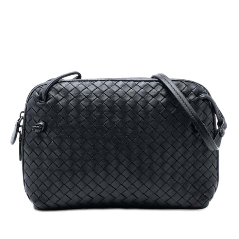 Bottega Veneta Nappa Intrecciato Nodini Crossbody Black Leather Good condition - Front View