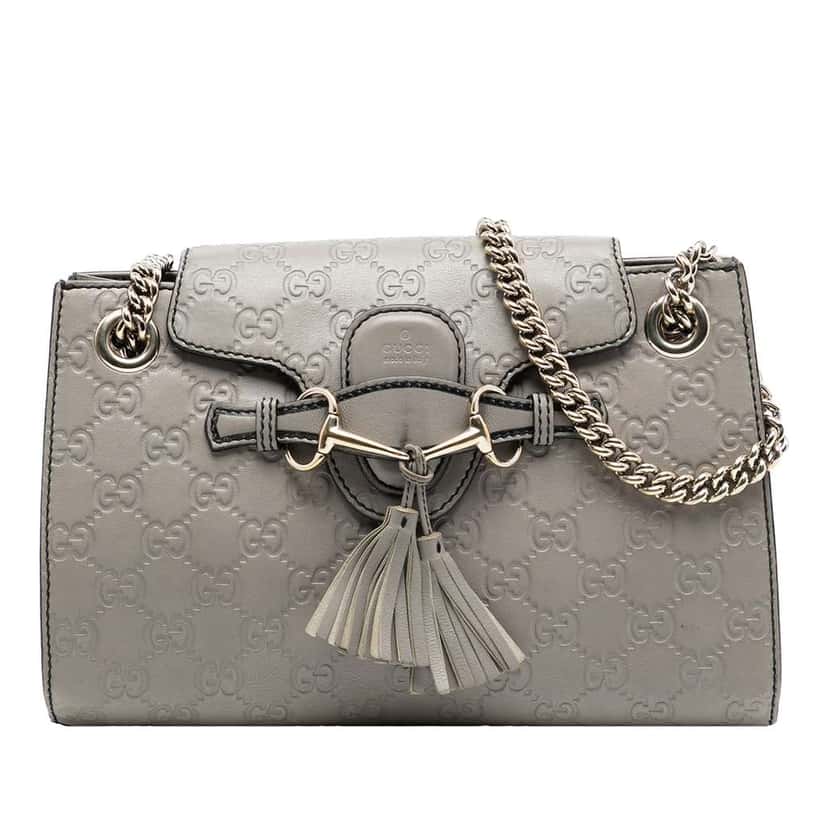 Gucci Small Guccissima Emily Shoulder Bag Grey Leather Good condition - Front View