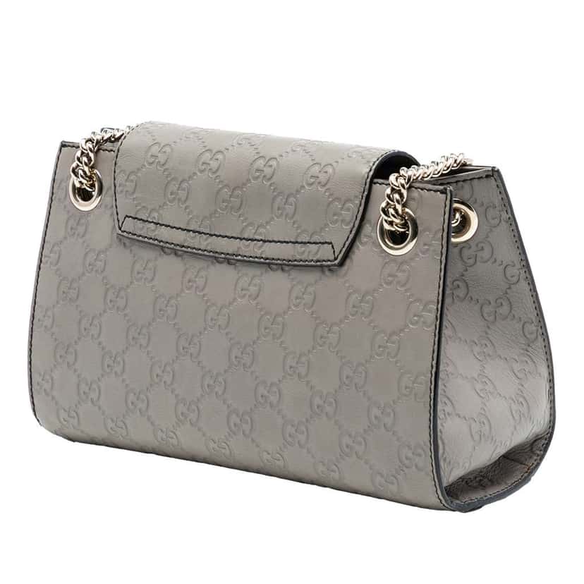 Gucci Small Guccissima Emily Shoulder Bag Grey Leather Good condition - Back View