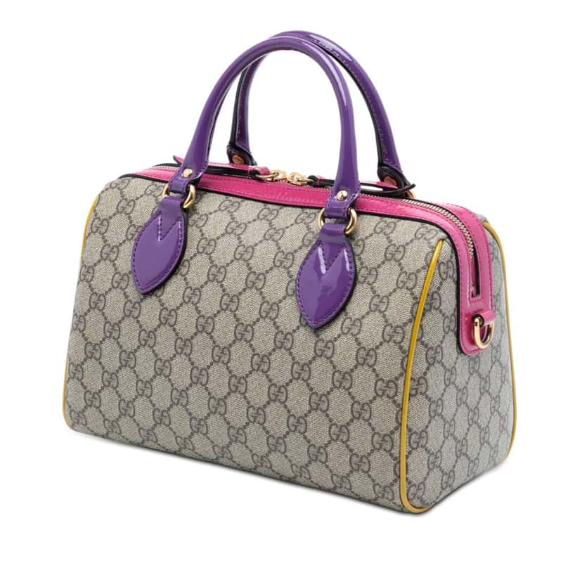 Gucci Limited Edition Small Multicolor GG Supreme Boston Bag Brown Canvas Good condition - Back View