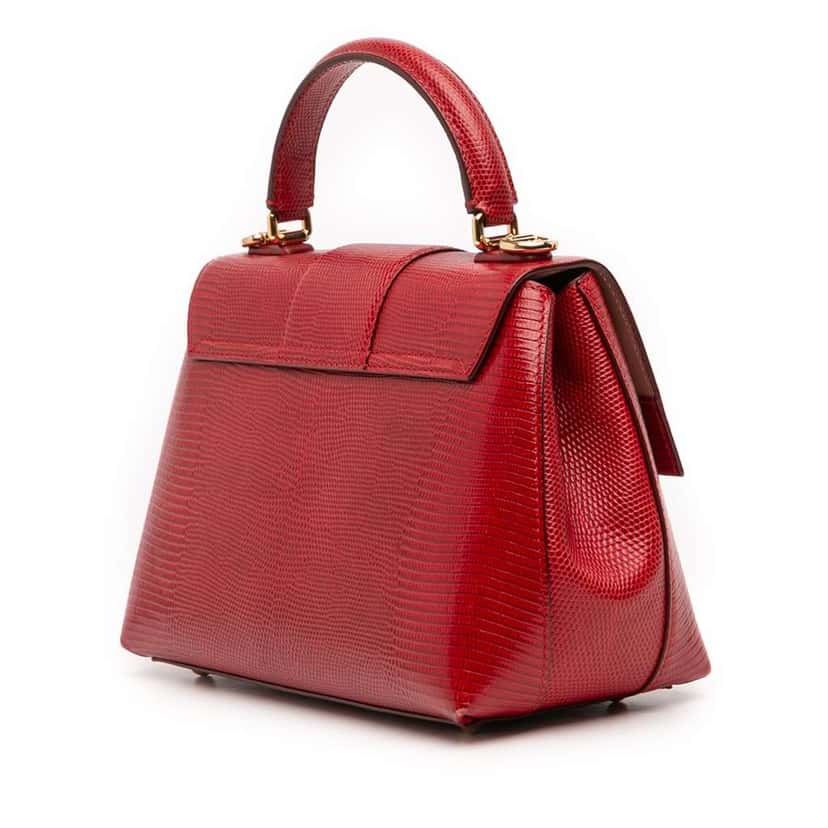 Dolce & Gabbana Small Embossed Leather Lucia Satchel Red Leather Good condition - Back View