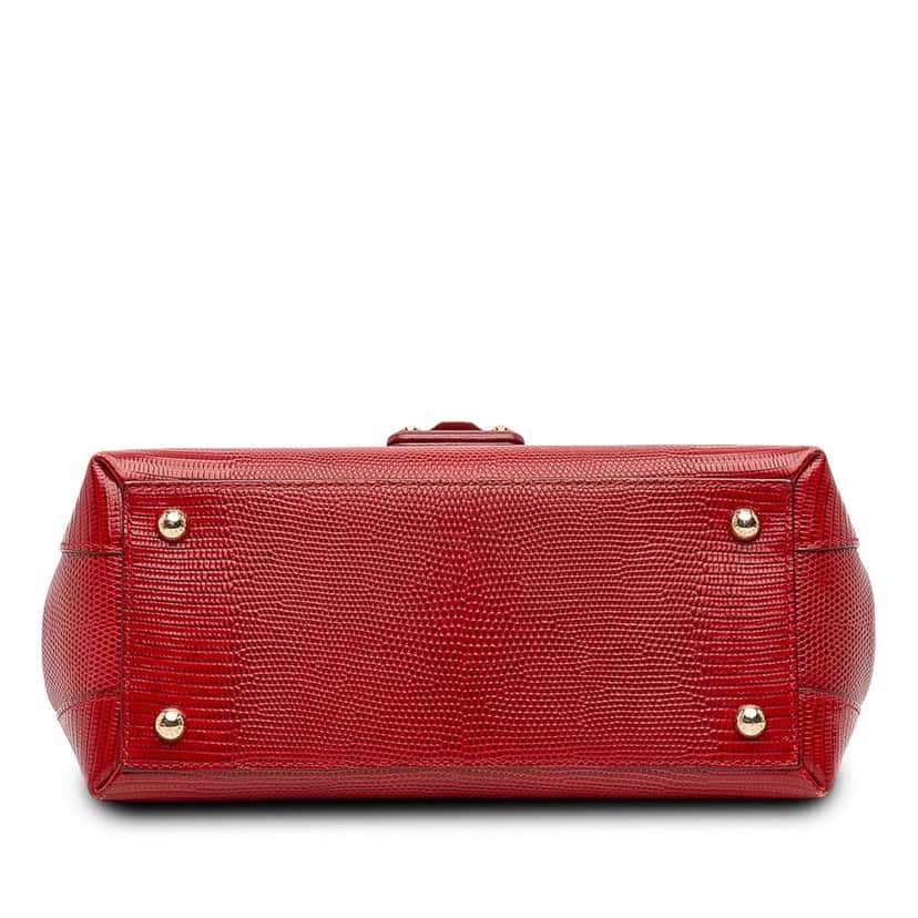Dolce & Gabbana Small Embossed Leather Lucia Satchel Red Leather Good condition - Inside View