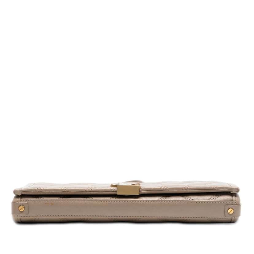 Saint Laurent Quilted Diamond Lambskin Becky Wallet on Chain Brown Leather Very good condition - Inside View