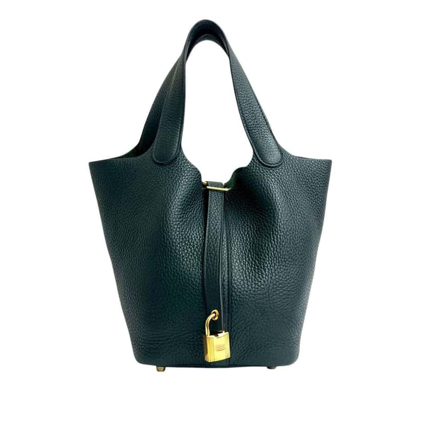 Hermès Clemence Picotin Lock 18 Green Leather Good condition - Front View