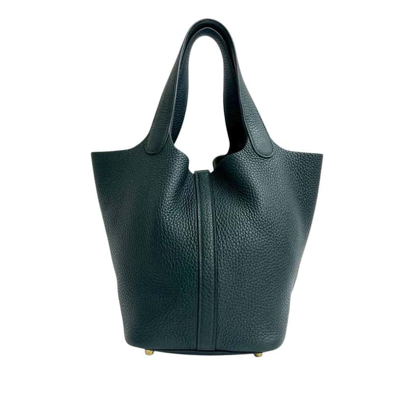 Hermès Clemence Picotin Lock 18 Green Leather Good condition - Back View